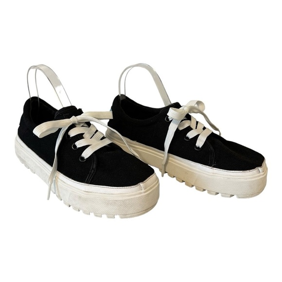 TOMS Women's Alpargata Lace-up Lug Heavy Canvas Sneakers Black - Size 8.5 - Picture 1 of 11